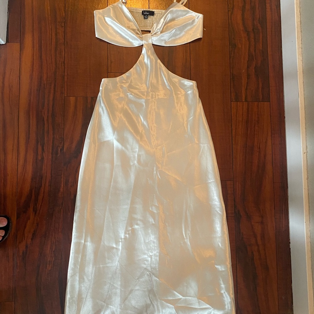 Ivory/Champagne Lulu’s Satin Dress